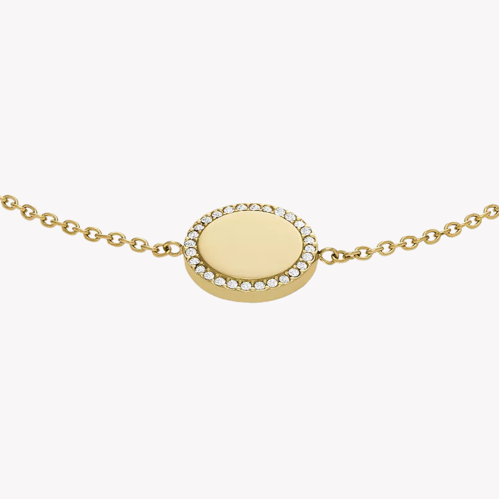 Fossil Jewels Women's Gold-Tone Bracelet, Cubic Zirconia Accents | JOF00943710
