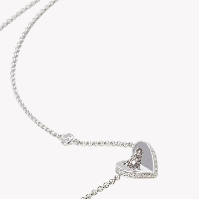 Fossil Women's Silver Necklace, Folded Heart Pendant | JFS00425040
