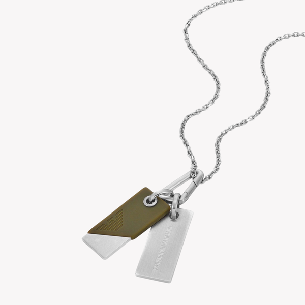Emporio Armani Men's Silver Necklace, Eagle Logo Dog Tag | EGS3179040