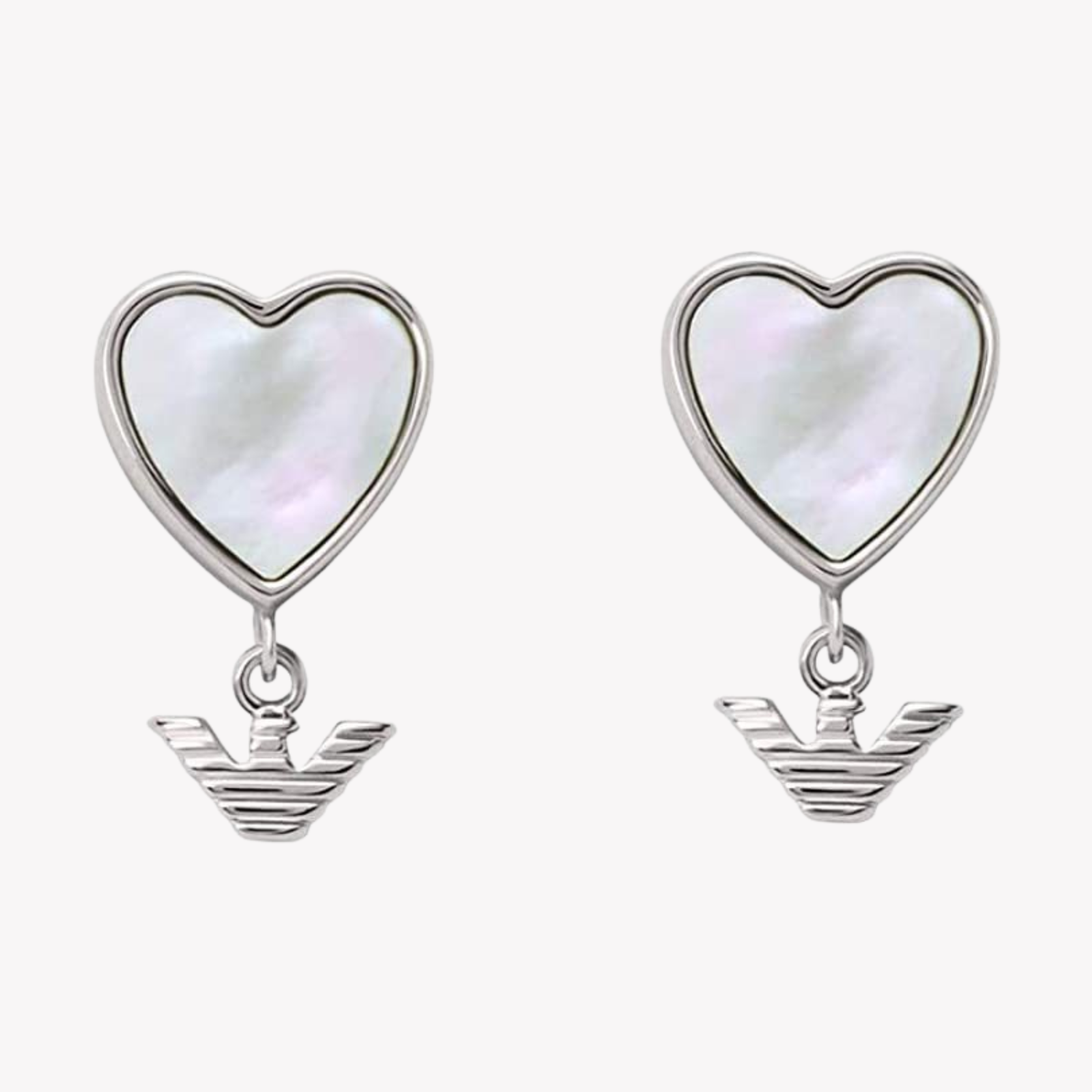 Emporio Armani Women's Silver Earrings, Mother-of-Pearl Heart | EG3413040