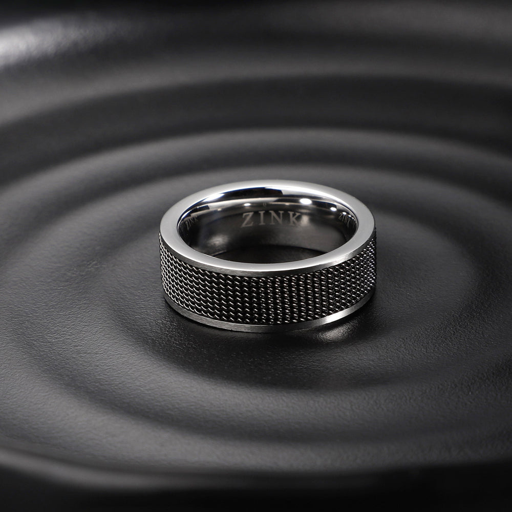 Zink Men's Silver & Black Stainless Steel Ring | Zjrg006spmg by i-watch