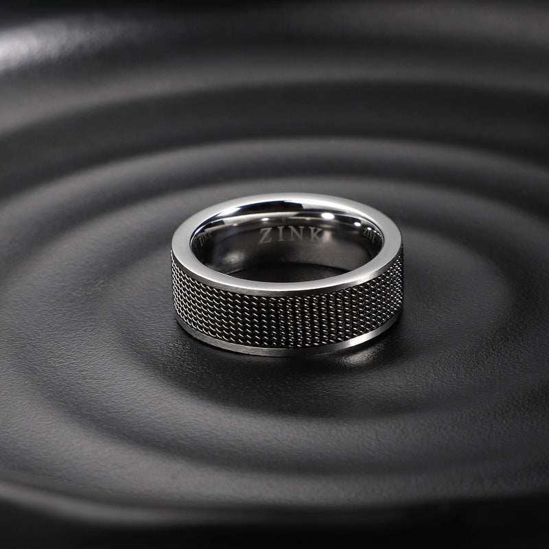 Zink Men's Silver & Black Stainless Steel Ring | Zjrg006spmg by i-watch