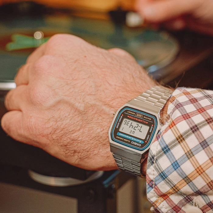 CASIO A168WA-1YES TIMEPIECE - ELEGANTLY FUNCTIONAL UNISEX WRISTWATCH WITH METAL STRAP-i-Watch-4