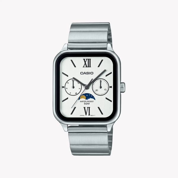 Casio Men's Silver Stainless Steel Watch, White Dial | Mtp-M305d-7a2vdf by i-watch