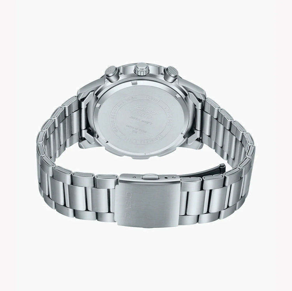 Casio Mtp-E505d-1avdf - Sporty Elegance Unleashed Men's Chronograph Watch With Stainless Steel BAnd and Black Dial by i-watch