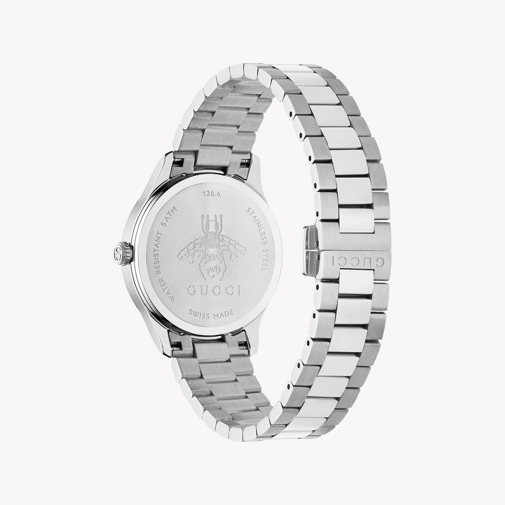 Gucci Women's Silver Stainless Steel, Pink Dial | Ya1265033 by i-watch