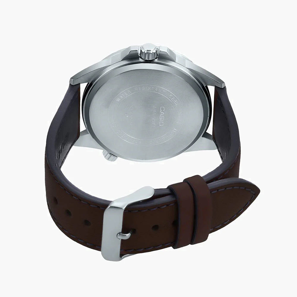 Casio Mtp-Sw320l-7avdf - Elegantly Rugged Men's Watch With White Dial & Brown Leather Band by i-watch