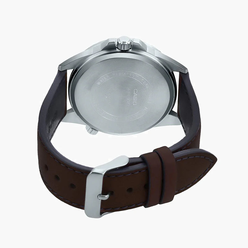 Casio Mtp-Sw320l-7avdf - Elegantly Rugged Men's Watch With White Dial & Brown Leather Band by i-watch