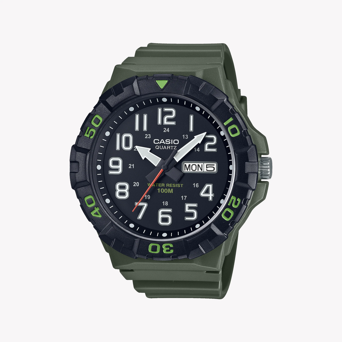 Casio Men's Green Resin Watch, Black Dial | Mrw-210h-3avdf by i-watch