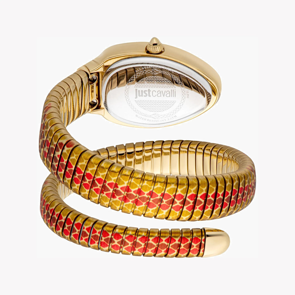 JUST CAVALLI Women's Watch with Gold Stainless Steel Case and Gold & Red & Brown Stainless Steel Band-i-Watch-3