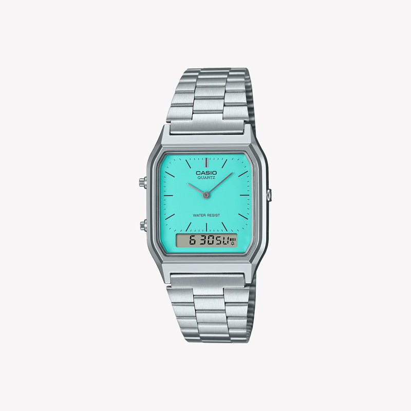 Casio Men's Silver Resin Watch, Cyan Dial | Aq-230a-2a2mqy by i-watch