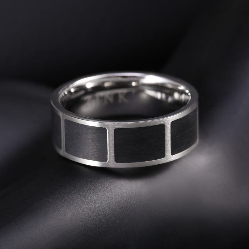 Zink Men's Silver & Black Stainless Steel Ring | Zjrg009smb by i-watch
