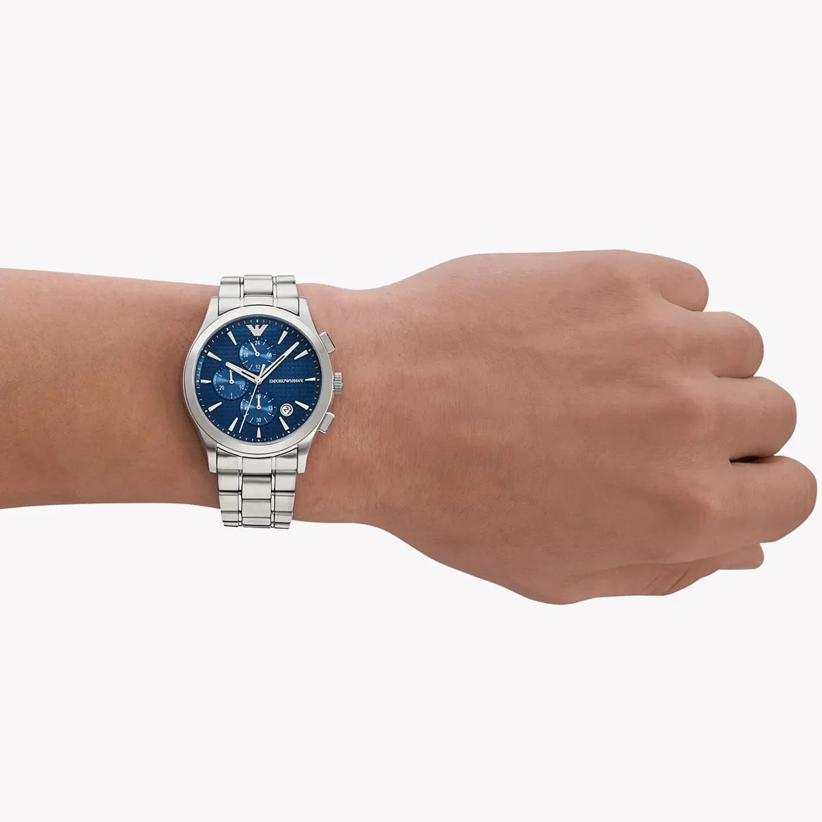 Emporio Armani Men's Silver Watch, Blue Dial | Ar11528 – i-watch Emporio Armani Men's Silver Watch, Blue Dial | Ar11528 – i-watch