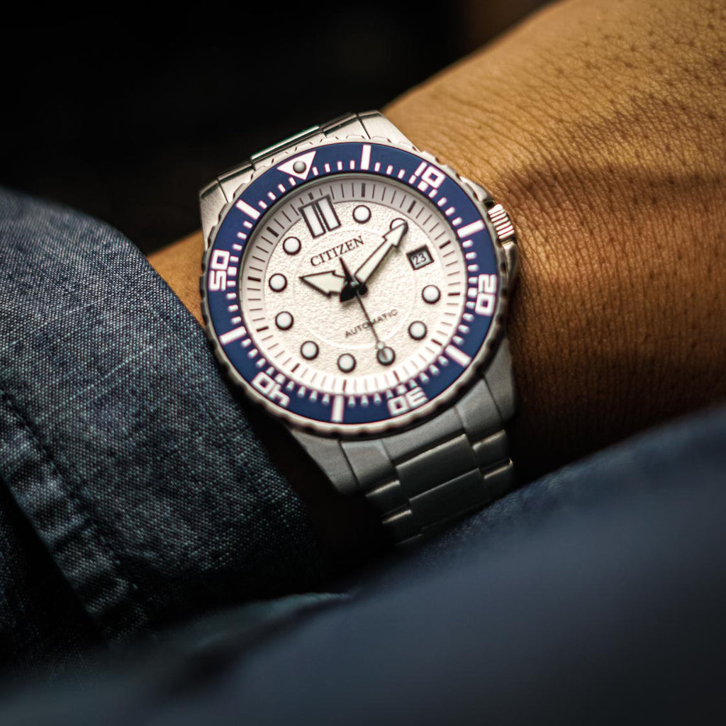 Citizen Men's Silver Stainless Steel Watch, White Dial | Nj0171-81a