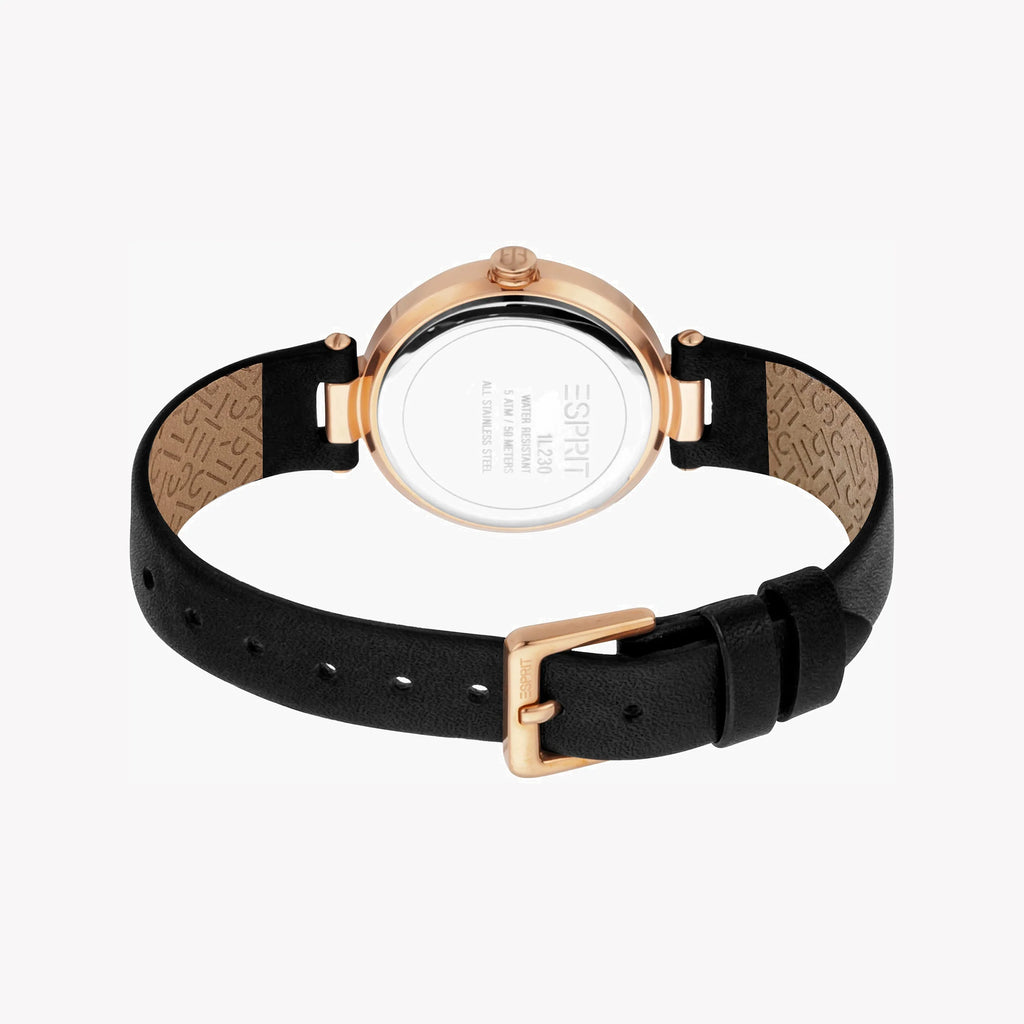 ESPRIT Women's Watch with Rose Gold Stainless Steel Case and Black Leather Band-i-Watch-4