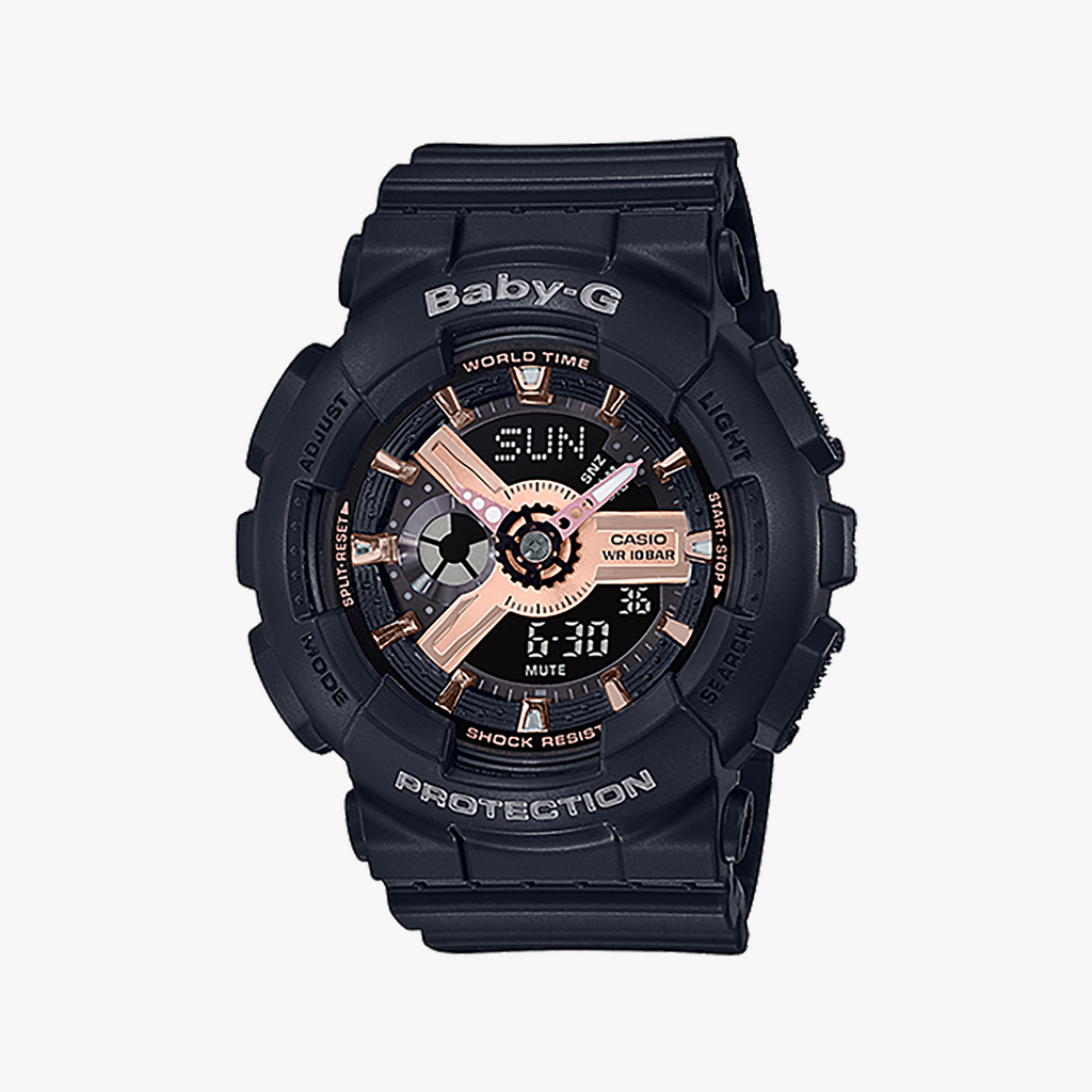 BA-110RG-1ADR BABY-G ADVENTURE TIME - STYLISH SPORTY WOMEN'S WATCH with Black Resin Band and Digital Display