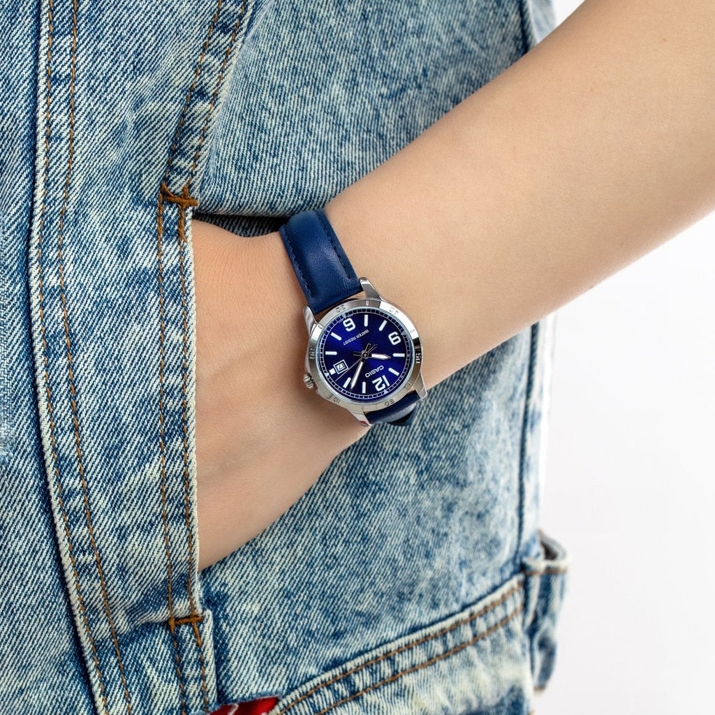 CASIO Women's Watch with Silver Stainless Steel Case and Blue Leather Band-i-Watch-4
