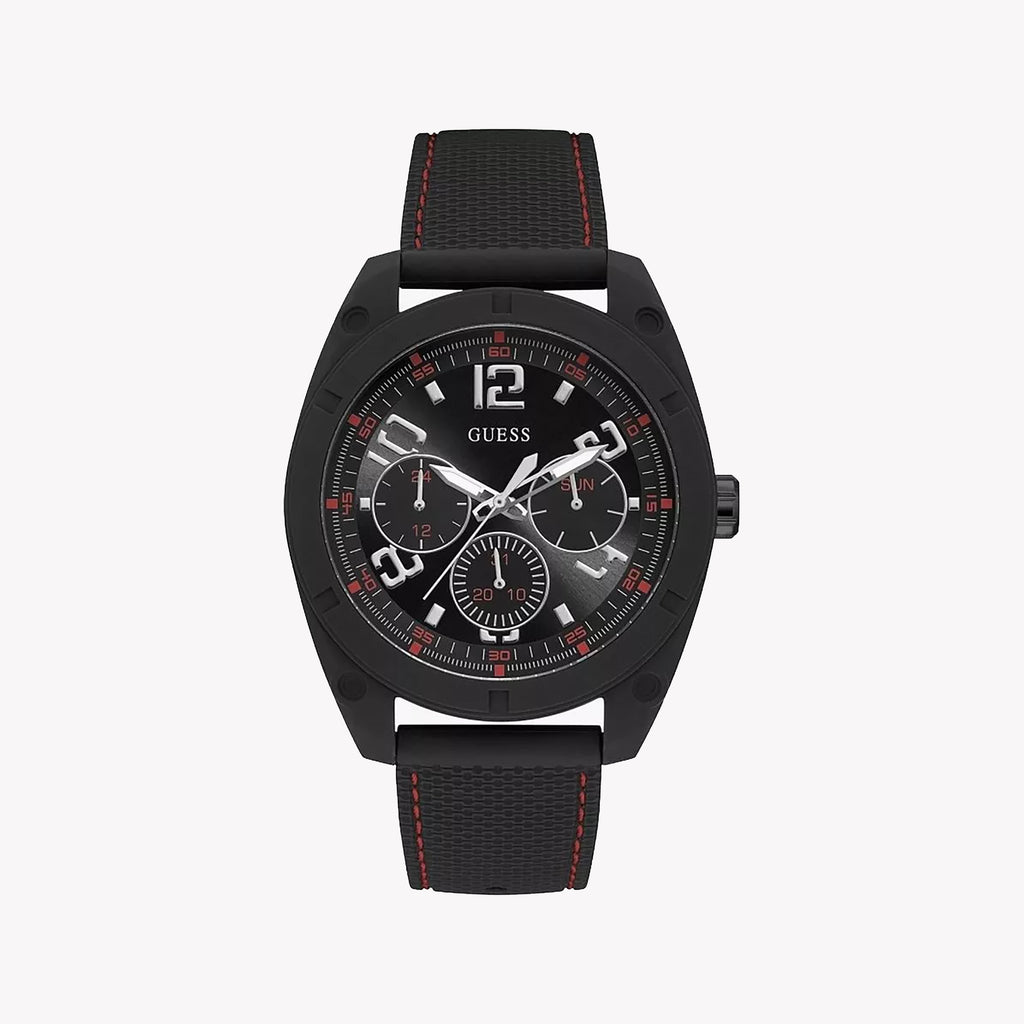 GUESS W1256G1 BOLD BLACK - SOPHISTICATED MEN'S SPORT WATCH with Sleek Design and Silicone Band