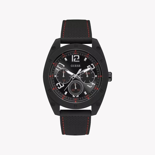 Guess Men's Black Silicone Watch, Black Stainless Steel | W1256g1 by i-watch