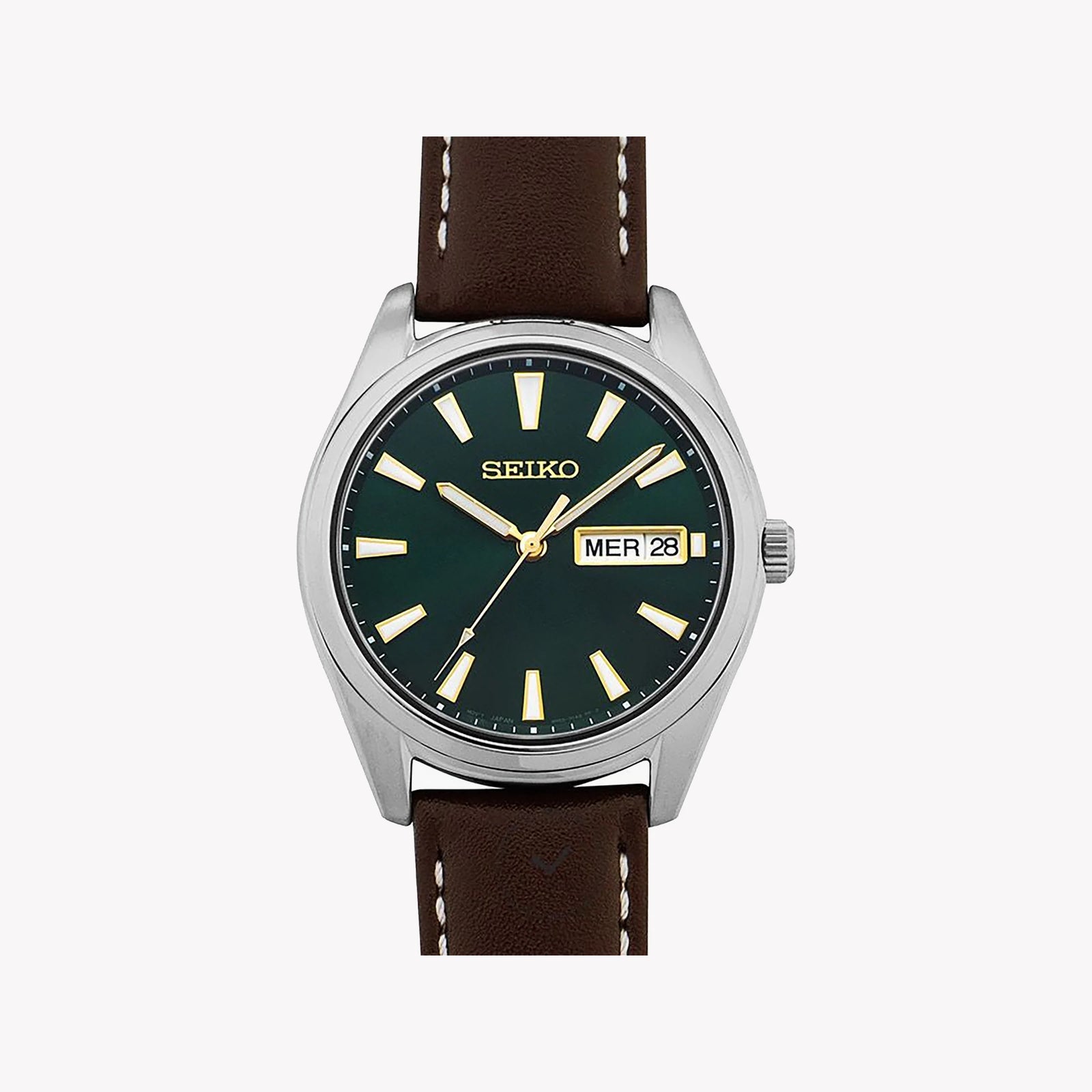 SEIKO SUR449P1 Men's Watch - Elegant Dark Green Dial, Leather Band-i-Watch