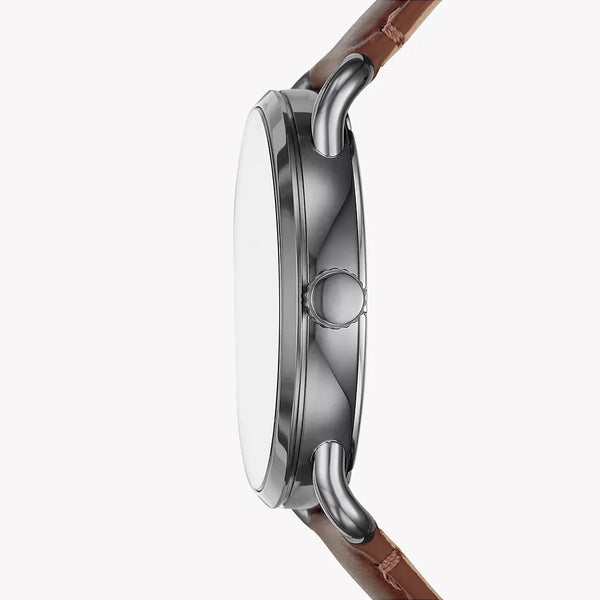 Fossil Men's Gray Stainless Steel Watch, Brown Leather Strap | Fs5664 by i-watch