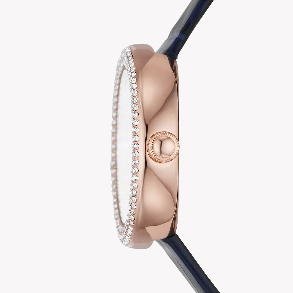 EMPORIO ARMANI AR11434 - TIMELESS ELEGANCE: BLUE LEATHER-STRAPPED WOMEN'S WATCH-i-Watch-2