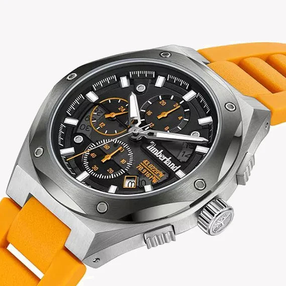 Timberland Men's Silver & Black Watch, Orange Band | Tdwgq2231202 by i-watch
