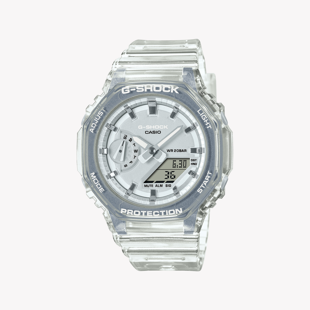 CASIO G-SHOCK GMA-S2100SK-7ADR - ADVENTURE AWAITS! Unisex Watch with Silver Resin Case & White Band