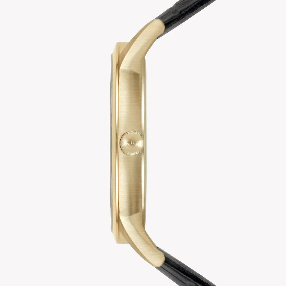 Emporio Armani Men's Gold Stainless Steel, Black Leather | Ar11049 by i-watch