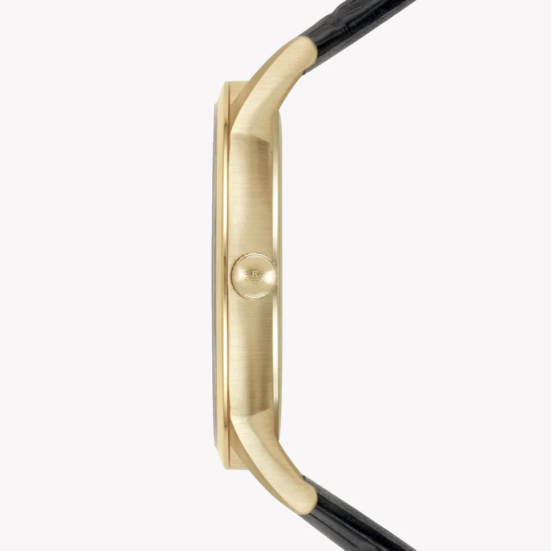 Emporio Armani Men's Gold Stainless Steel, Black Leather | Ar11049 by i-watch