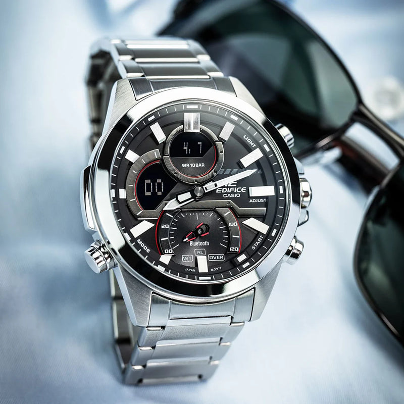 Casio Edifice Ecb-30d-1adf - Sporty Confidence Unleashed Men's Watch With Black Dial And Stainless Steel Band by i-watch