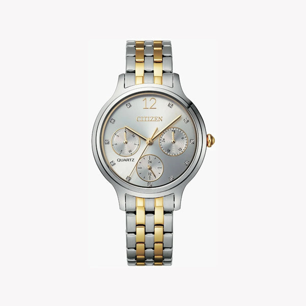 Citizen Women's Silver & Gold Watch, White Dial | Ed8184-51a by i-watch