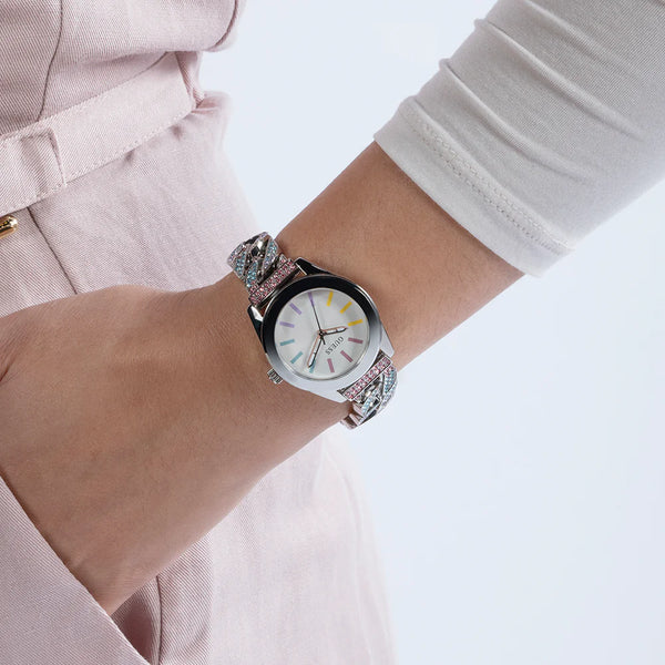 Guess Women's Silver Stainless Steel Watch, Silver Dial | Gw0546l4 by i-watch