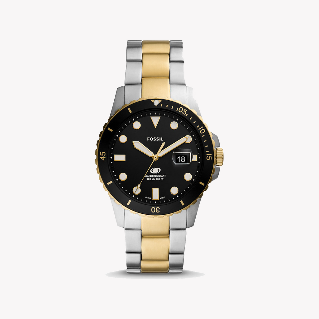 FOSSIL FS5951 TIMEPIECE - ELEGANT SILVER & BOLD BLACK DIAL MEN'S WATCH