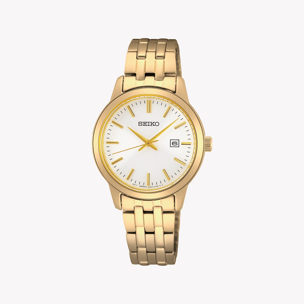 Seiko Women's Gold Stainless Steel Watch, White Dial | Sur412p1 by i-watch
