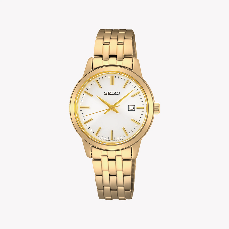 Seiko Women's Gold Stainless Steel Watch, White Dial | Sur412p1 by i-watch
