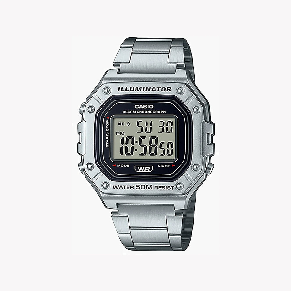 Casio Men's Silver Resin & Stainless Steel Watch, Digital | W-218hd-1av by i-watch