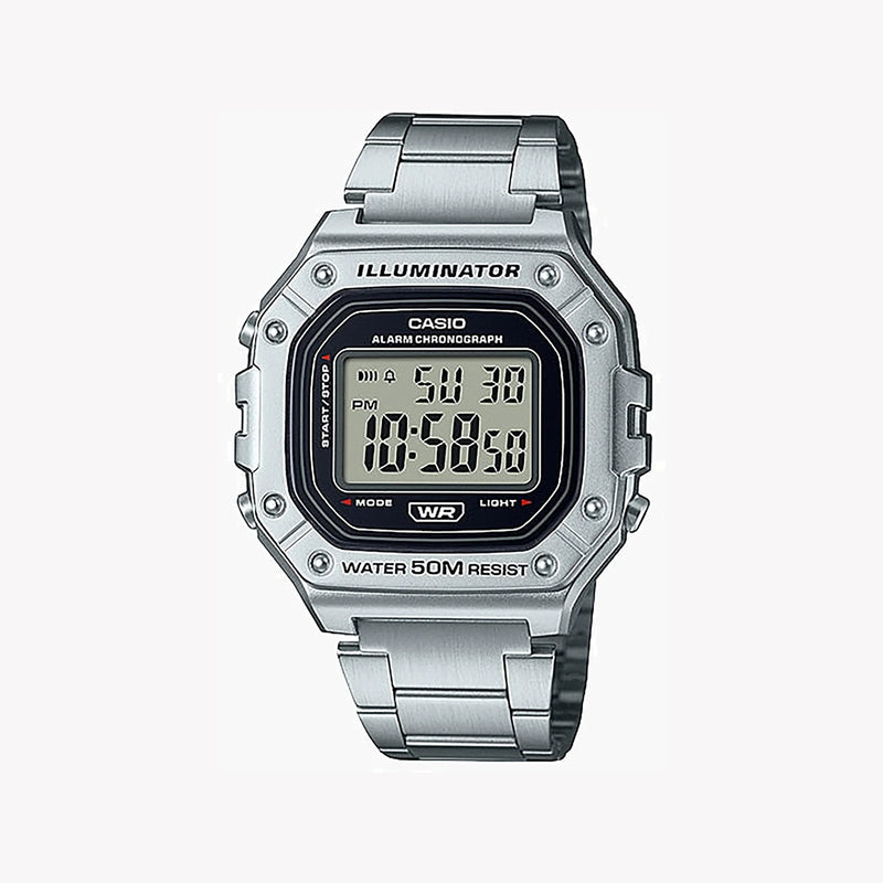Casio Men's Silver Resin & Stainless Steel Watch, Digital | W-218hd-1av by i-watch