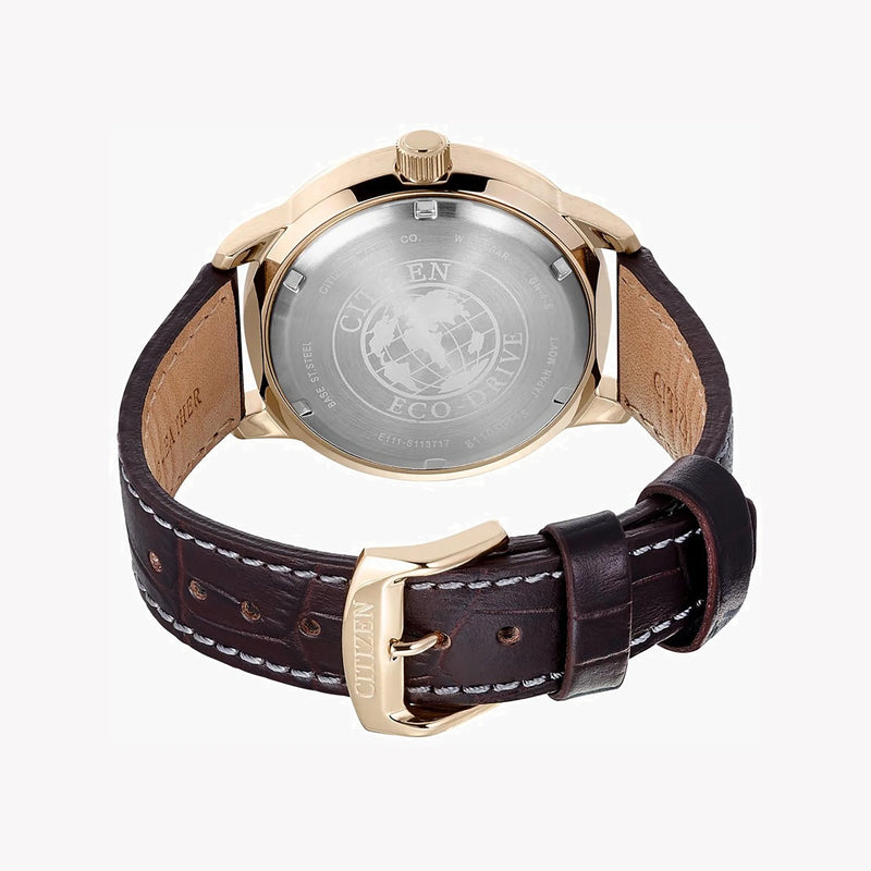 Citizen Eco-Drive Bm7393-16h - Rose Gold Powerhouse Men's Watch With Brown Leather Band by i-watch