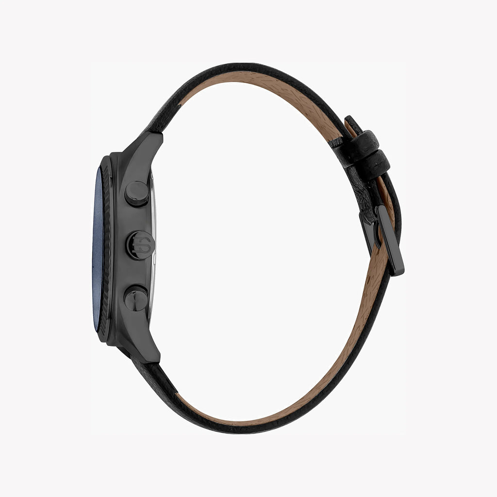 ESPRIT MEN'S STAINLESS STEEL TIMEPIECE - CLASSIC BLACK LEATHER & BLUE DIAL ELEGANCE-i-Watch-2