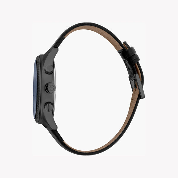 ESPRIT MEN'S STAINLESS STEEL TIMEPIECE - CLASSIC BLACK LEATHER & BLUE DIAL ELEGANCE-i-Watch-2