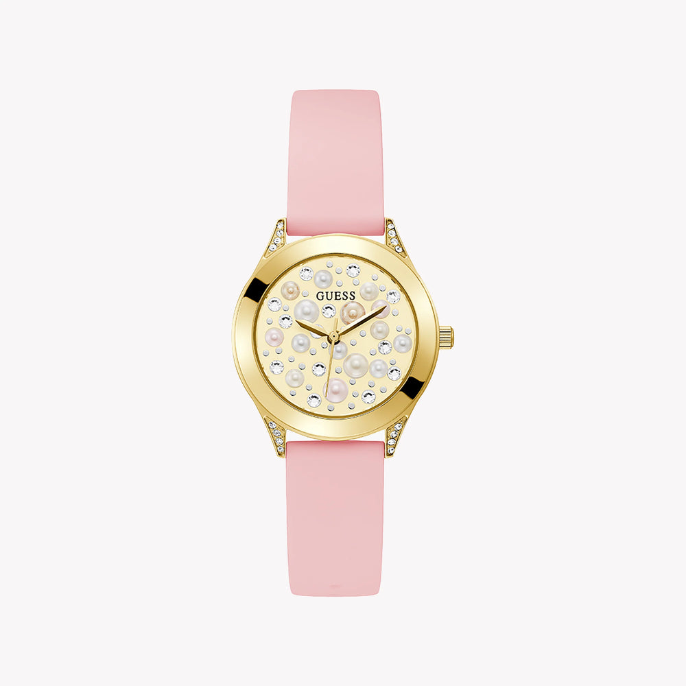 Guess Women's Gold Stainless Steel, Pink Leather | Gw0381l2 by i-watch