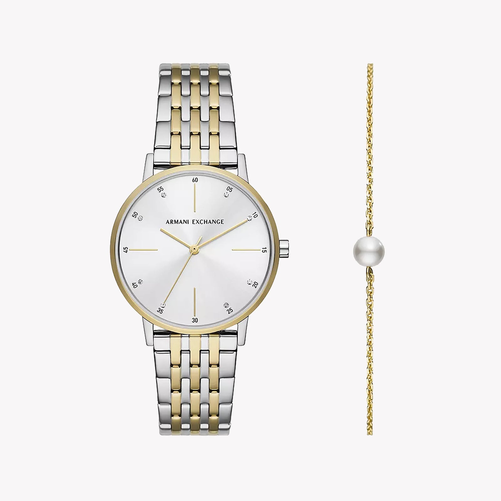 Armani Exchange Women's Silver/Gold Watch, Silver Dial | Ax7156set by i-watch
