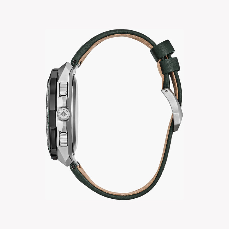 Citizen Men's Silver & Green Leather Watch, 46mm | Jy8147-01x by i-watch