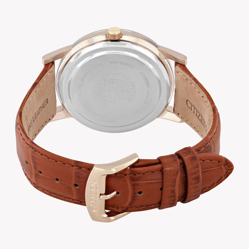 CITIZEN ECO-DRIVE AO9003-08E - VERSATILE MEN'S WATCH WITH ELEGANT GOLD TONE & LEATHER BAND-i-Watch-3