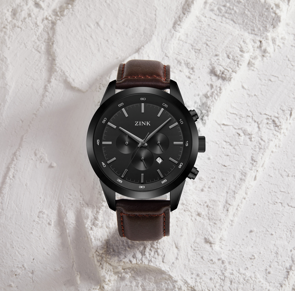 Zink Zk134g2ls-216 Elegant Timepiece - Bold Black Dial & Brown Leather Band Men's Watch by i-watch