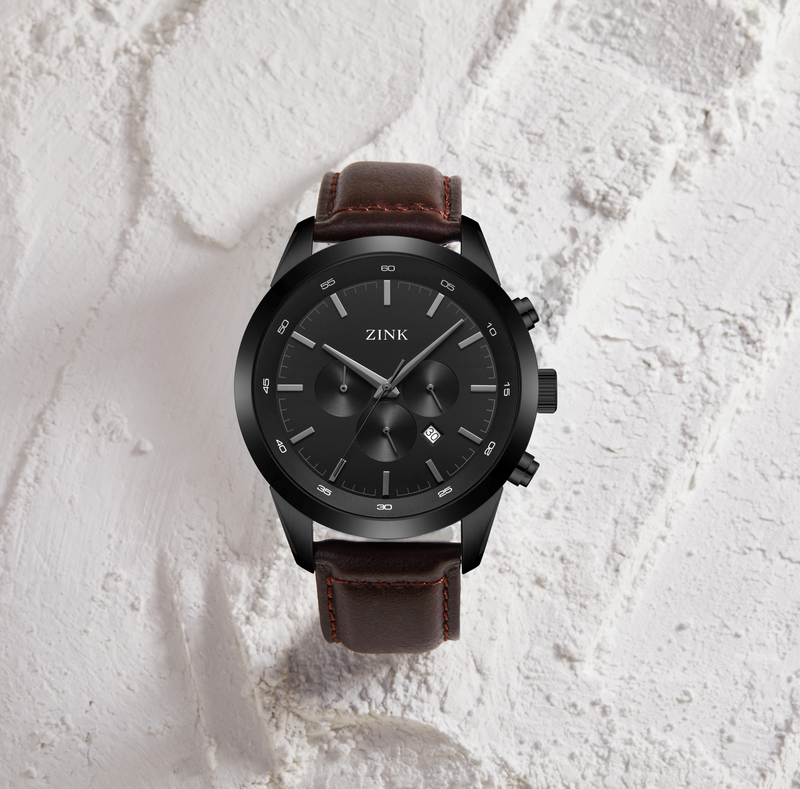Zink Zk134g2ls-216 Elegant Timepiece - Bold Black Dial & Brown Leather Band Men's Watch by i-watch