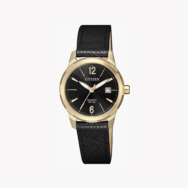 Citizen Eu6078-09e - Elegantly Bold Women's Timepiece With Gold Tone & Black Stainless Steel Band by i-watch