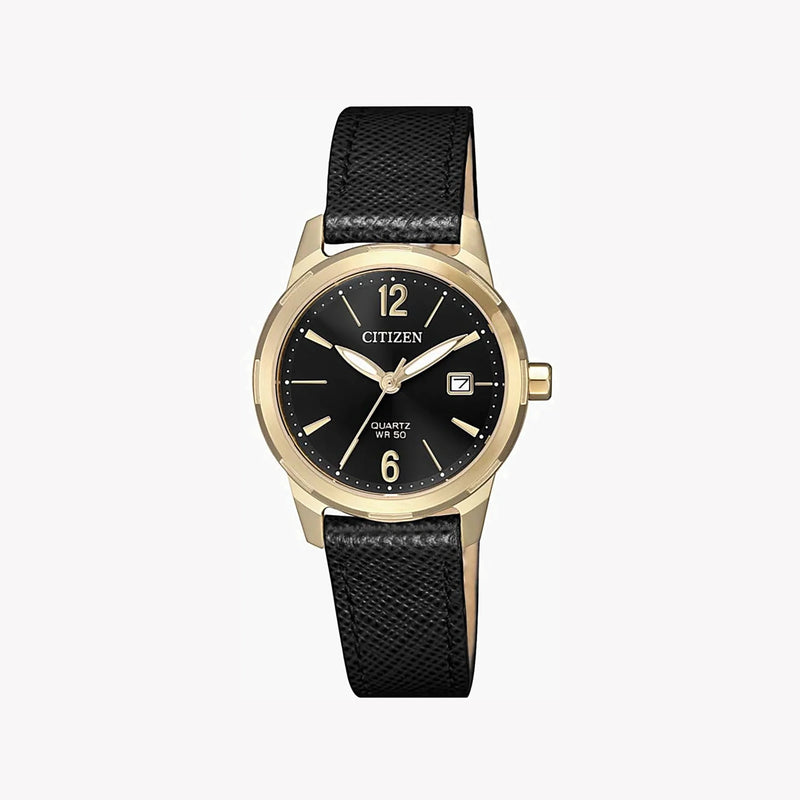 Citizen Eu6078-09e - Elegantly Bold Women's Timepiece With Gold Tone & Black Stainless Steel Band by i-watch