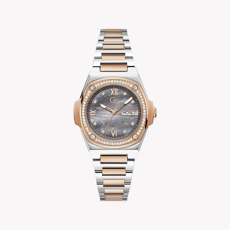 Guess Women's Rose Gold/Silver Watch, Grey Dial | Y98001l5mf by i-watch